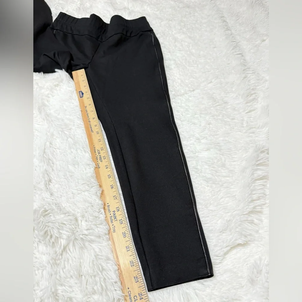 J. Jill Ponte Knit Leggings Black Pant Faux Leather Side Seam Pull On Size M P